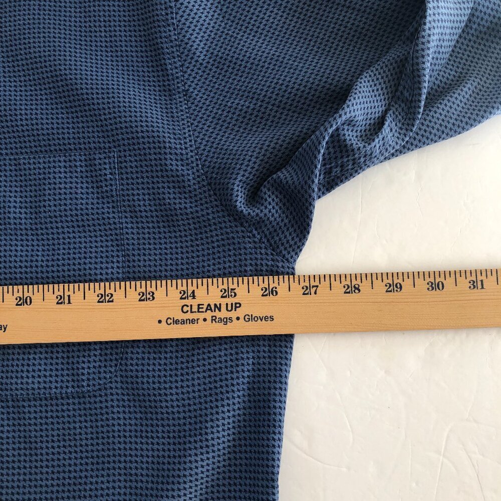 Alan Flusser Shirt Large Blue Navy Check Mole Skin Satin Lined - Picture 6 of 10